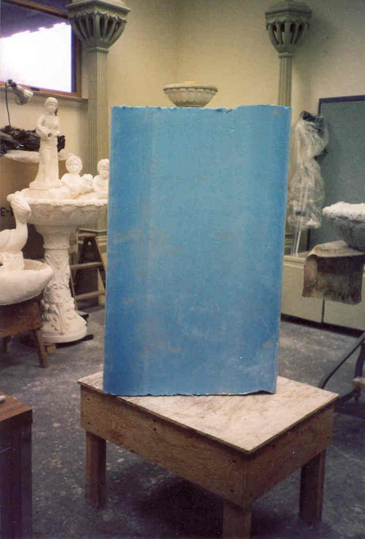 Styrofoam block used for ease of shaping and keeping the statue lightweight.
