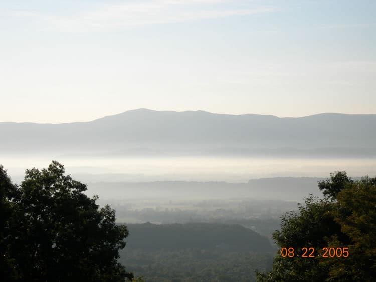 Hazy Shenandoah Valley in the morning.  The background is Skyline Drive.