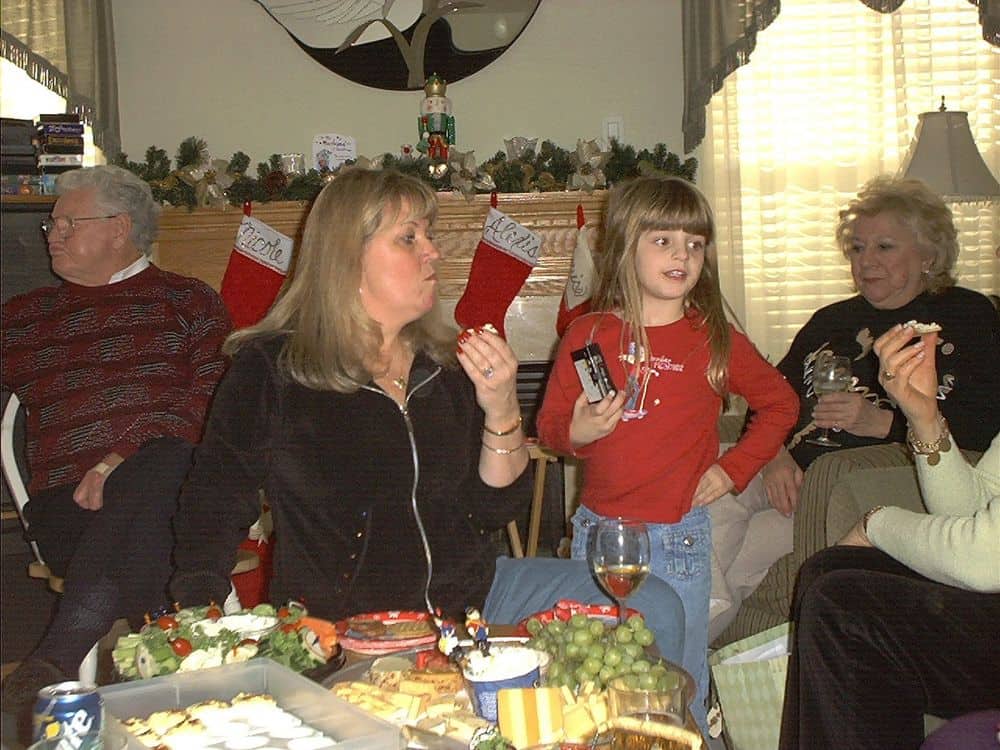 Dad is with his lady friend, Stella, and his granddaughter, Nicole with Louise.